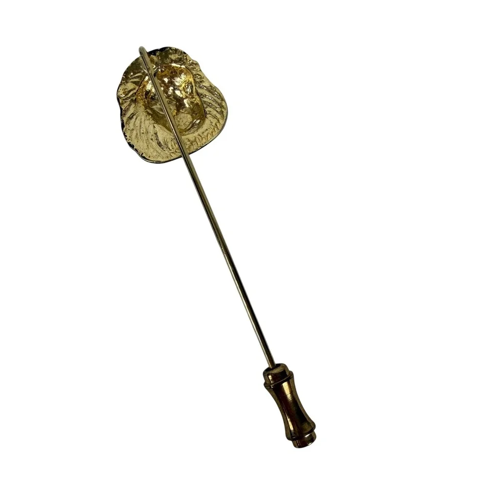 Vintage Gold Tone Lion Head Stick Pin Regal Animal Lapel Hat Pin with End Cap